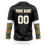 Custom Team Design Black & Light Orange Colors Design Sports Hockey Jersey HK00SJS060111