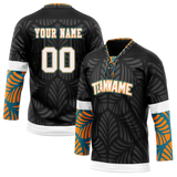 Custom Team Design Black & Light Orange Colors Design Sports Hockey Jersey