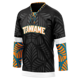 Custom Team Design Black & Light Orange Colors Design Sports Hockey Jersey HK00SJS060111