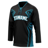 Custom Team Design Black & Dark Aqua Colors Design Sports Hockey Jersey HK00WC070116