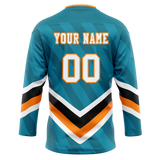 Custom Team Design Dark Aqua & Light Orange Colors Design Sports Hockey Jersey HK00WC081611