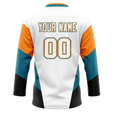 Custom Team Design White & Light Orange Colors Design Sports Hockey Jersey HK00WC100211