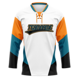 Custom Team Design White & Light Orange Colors Design Sports Hockey Jersey HK00WC100211