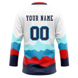 Custom Team Design White & Navy Blue Colors Design Sports Hockey Jersey HK00VGK010218