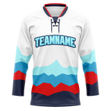 Custom Team Design White & Navy Blue Colors Design Sports Hockey Jersey HK00SK010218