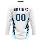 Custom Team Design White & Navy Blue Colors Design Sports Hockey Jersey HK00VGK030218