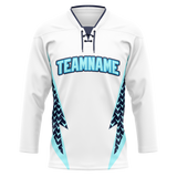 Custom Team Design White & Navy Blue Colors Design Sports Hockey Jersey HK00VGK030218