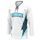 Custom Team Design White & Navy Blue Colors Design Sports Hockey Jersey HK00VGK030218