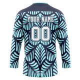 Custom Team Design Navy Blue & Teal Colors Design Sports Hockey Jersey HK00VGK041817