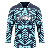 Custom Team Design Navy Blue & Teal Colors Design Sports Hockey Jersey HK00VGK041817