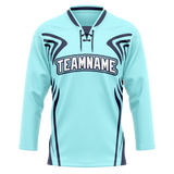 Custom Team Design Teal & Navy Blue Colors Design Sports Hockey Jersey HK00SK051718