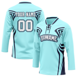 Custom Team Design Teal & Navy Blue Colors Design Sports Hockey Jersey HK00SK051718