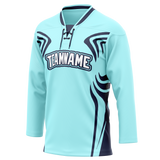 Custom Team Design Teal & Navy Blue Colors Design Sports Hockey Jersey HK00SK051718