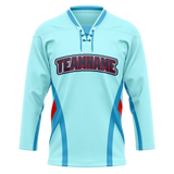 Custom Team Design Teal & Blue Colors Design Sports Hockey Jersey HK00VGK061720