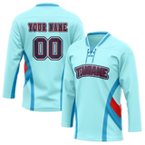 Custom Team Design Teal & Blue Colors Design Sports Hockey Jersey