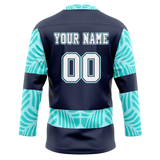 Custom Team Design Navy Blue & Teal Colors Design Sports Hockey Jersey HK00VGK071817