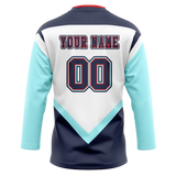 Custom Team Design White & Navy Blue Colors Design Sports Hockey Jersey HK00SK080218