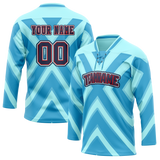 Custom Team Design Teal & Blue Colors Design Sports Hockey Jersey HK00VGK091720