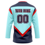 Custom Team Design Teal & Navy Blue Colors Design Sports Hockey Jersey HK00VGK101718