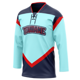 Custom Team Design Teal & Navy Blue Colors Design Sports Hockey Jersey HK00SK101718