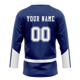 Custom Team Design Navy Blue & White Colors Design Sports Hockey Jersey HK00TBL011802