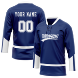 Custom Team Design Navy Blue & White Colors Design Sports Hockey Jersey