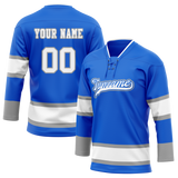 Custom Team Design Blue & White Colors Design Sports Hockey Jersey HK00TBL052002