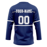 Custom Team Design Navy Blue & White Colors Design Sports Hockey Jersey HK00VC061802