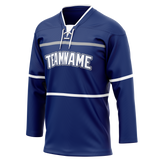 Custom Team Design Navy Blue & White Colors Design Sports Hockey Jersey HK00VC061802