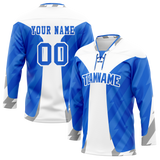 Custom Team Design Blue & White Colors Design Sports Hockey Jersey HK00TBL072002