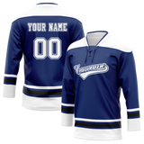 Custom Team Design Navy Blue & White Colors Design Sports Hockey Jersey