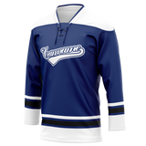 Custom Team Design Navy Blue & White Colors Design Sports Hockey Jersey HK00TBL091802