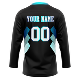 Custom Team Design Black & Teal Colors Design Sports Hockey Jersey HK00TBL100117