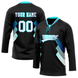 Custom Team Design Black & Teal Colors Design Sports Hockey Jersey