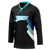 Custom Team Design Black & Teal Colors Design Sports Hockey Jersey HK00VC100117