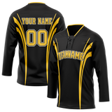 Custom Team Design Black & Yellow Colors Design Sports Hockey Jersey