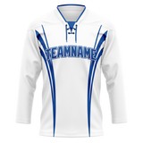 Custom Team Design White & Blue Colors Design Sports Hockey Jersey HK00BS100220