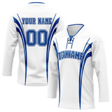 Custom Team Design White & Blue Colors Design Sports Hockey Jersey HK00BS100220