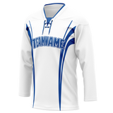 Custom Team Design White & Blue Colors Design Sports Hockey Jersey HK00TML100220