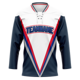 Custom Team Design White & Navy Blue Colors Design Sports Hockey Jersey HK00SJS040218