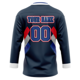 Custom Team Design Navy Blue & Royal Blue Colors Design Sports Hockey Jersey HK00VC061819