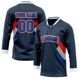 Custom Team Design Navy Blue & Royal Blue Colors Design Sports Hockey Jersey