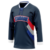 Custom Team Design Navy Blue & Royal Blue Colors Design Sports Hockey Jersey HK00VC061819