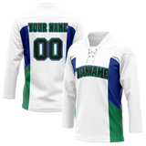 Custom Team Design White & Royal Blue Colors Design Sports Hockey Jersey