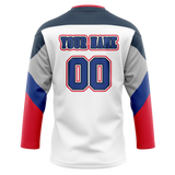 Custom Team Design White & Navy Blue Colors Design Sports Hockey Jersey HK00VC090218