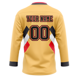 Custom Team Design Cream & Gray Colors Design Sports Hockey Jersey HK00VGK030503