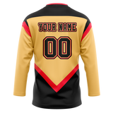 Custom Team Design Cream & Black Colors Design Sports Hockey Jersey HK00VGK090501