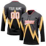 Custom Team Design Gray & Black Colors Design Sports Hockey Jersey