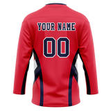 Custom Team Design Red & Navy Blue Colors Design Sports Hockey Jersey HK00WC010918