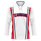 Custom Team Design White & Red Colors Design Sports Hockey Jersey HK00WC030209